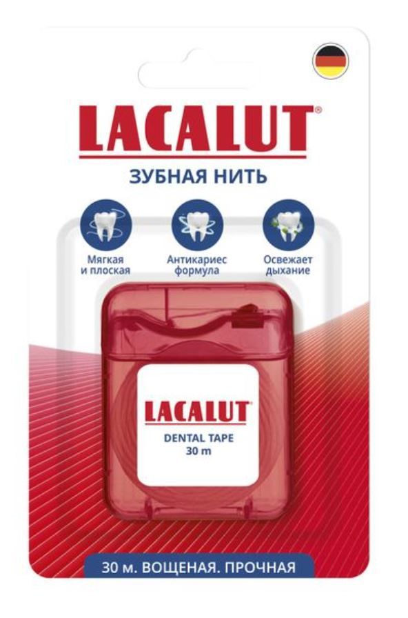фото упаковки Lacalut Dental Tape Нить зубная вощеная прочная с фторидом