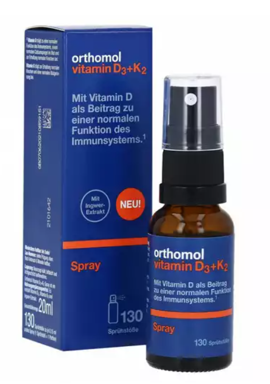 фото упаковки Orthomol Витамины D3 + K2, спрей, для иммунной системы и здоровья костей, 20 мл, 1 шт. фото упаковки Orthomol Витамины D3 + K2