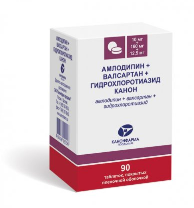 фото упаковки Амлодипин + Валсартан + Гидрохлоротиазид Канон