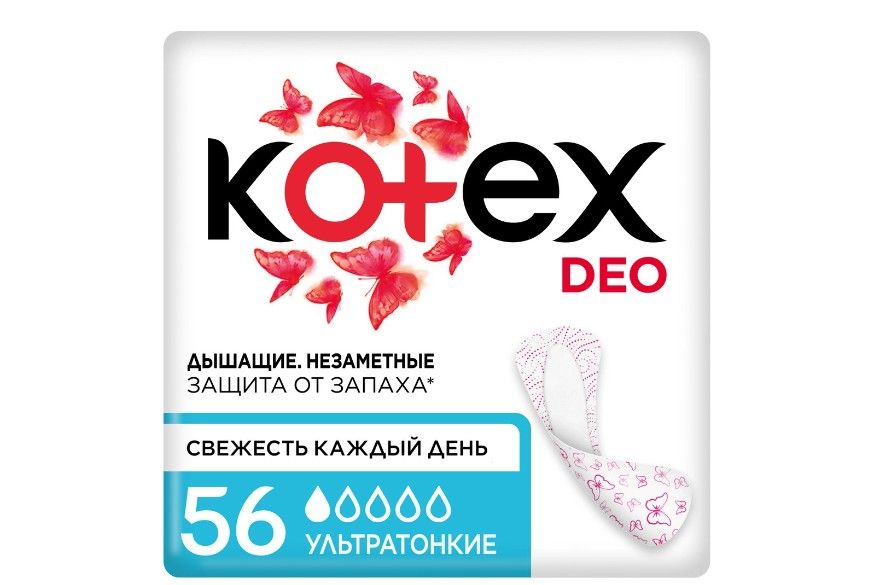 Kotex Deo прокладки ежедневные, прокладки гигиенические, ультратонкие, 56 шт.