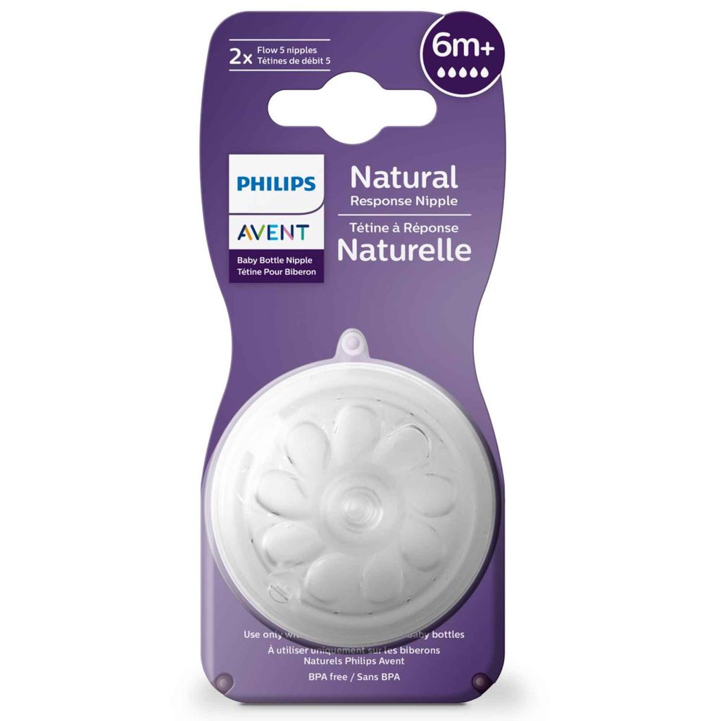 Philips Avent Соска силиконовая Natural Response быстрый поток, арт. SCY965/02, соска молочная, с 6 месяцев, 2 шт.