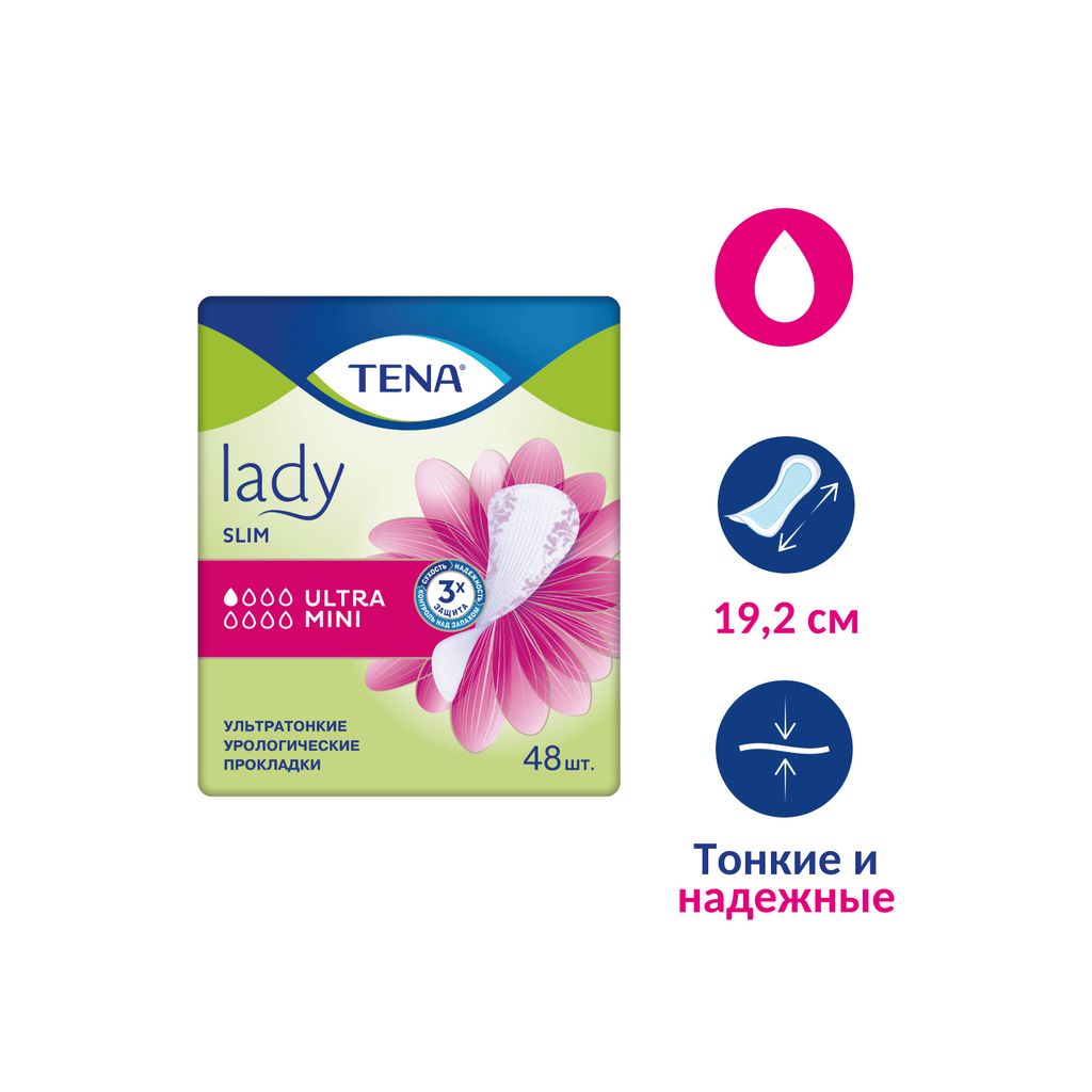 Прокладки урологические Tena Lady Slim Ultra Mini, прокладки урологические, 1 капля, 48 шт.