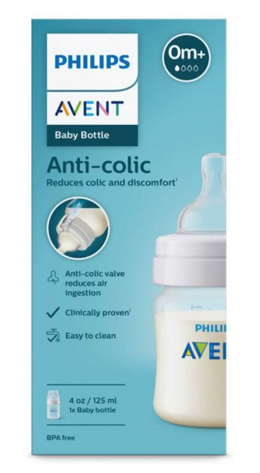 Philips Avent Anti-colic Бутылочка с силиконовой соской, 0+, SCY100/01, бутылочка для кормления, 125 мл, 1 шт.