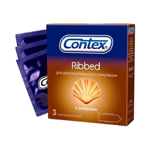 Презервативы Contex Ribbed, презервативы, ребристые, 3 шт.