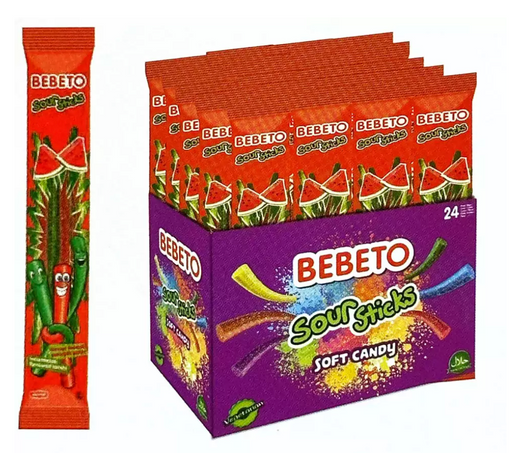 Bebeto мармелад жевательный Sour Sticks, 25г шоу-бокс, 30 г, 8 шт.