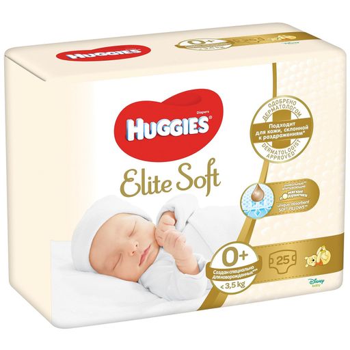 Huggies Elite Soft Подгузники детские, р. 0, до 3,5 кг, 25 шт.