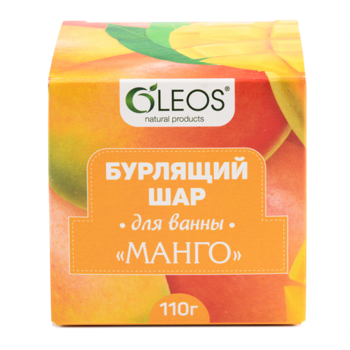 Oleos Бурлящий шар для ванны, манго, 110 г, 1 шт.