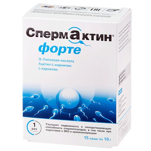 СпермАктин Форте, порошок для приготовления раствора для приема внутрь, 10 г, 15 шт.