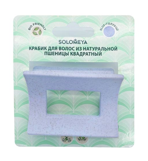 Solomeya Заколка-краб для волос квадратная, голубой, 1 шт.