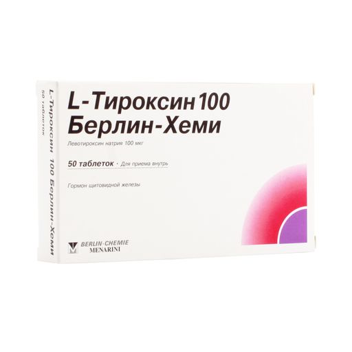 L-Тироксин 100 Берлин-Хеми, 100 мкг, таблетки, 50 шт.